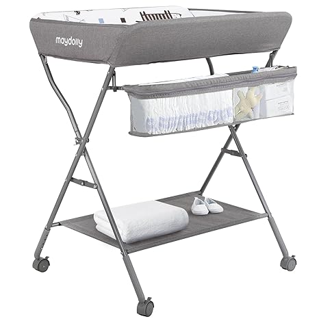 Baby Changing Table with Wheels, Maydolly Portable Adjustable Height