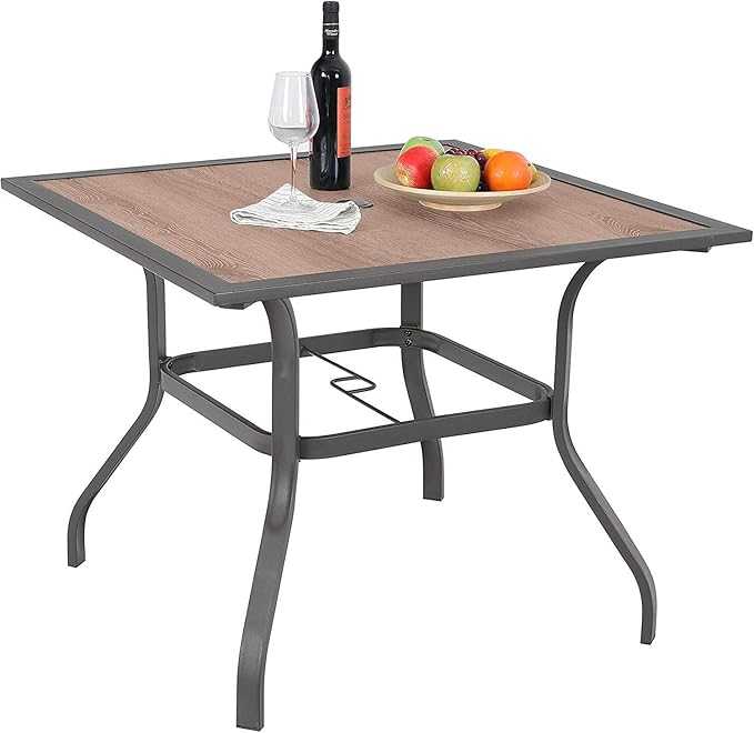 Black Expandable Patio Dining Tables Metal Outdoor Table for 6-8 Person