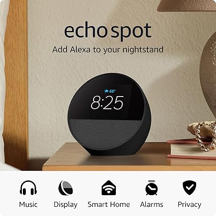 Echo Spot (newest model), Great for nightstands, offices and kitchens