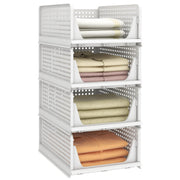 Stackable Plastic Storage Basket, Foldable Closet Organizers and Storage