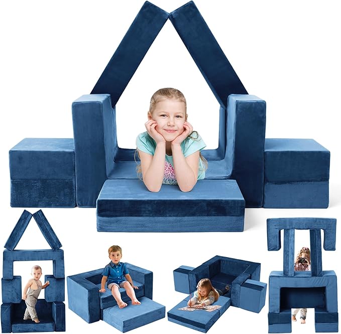 Kids Couch Sofa, 7 Pcs Modular Toddler Couch