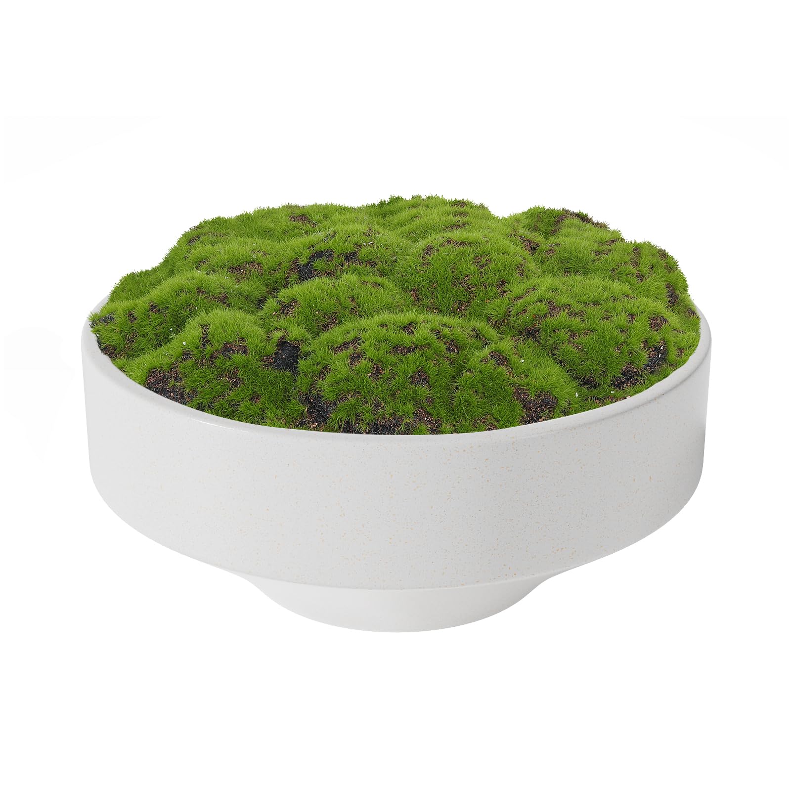 Handmade Ceramic Bowl. 11" Artificial Moss Centerpiece for Home Decoration