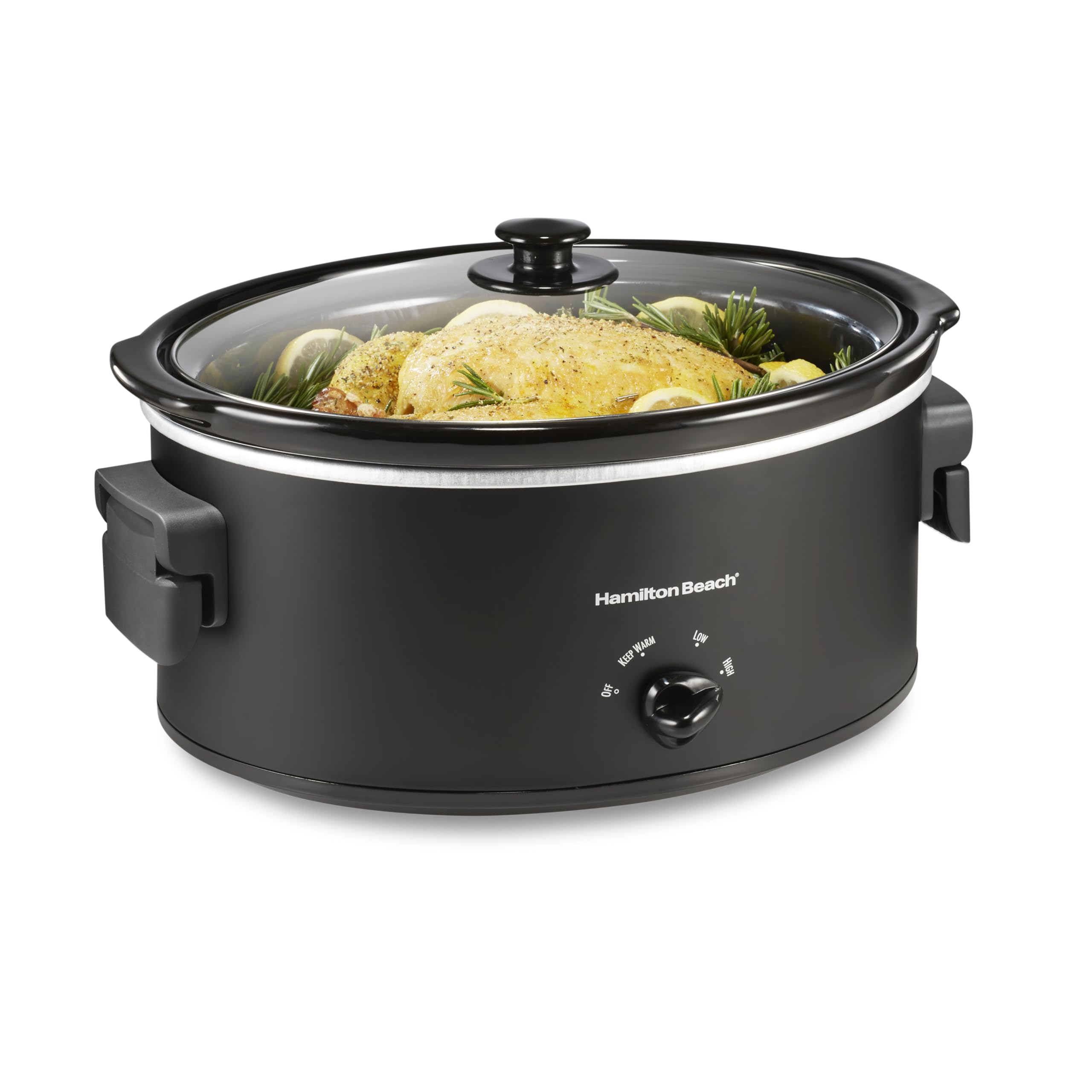 6 Quart Slow Cooker with Space-Saving Folding Handles, 3 Heat Settings