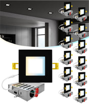12 Pack 4 Inch Square Ultra-Thin LED Recessed Lighting