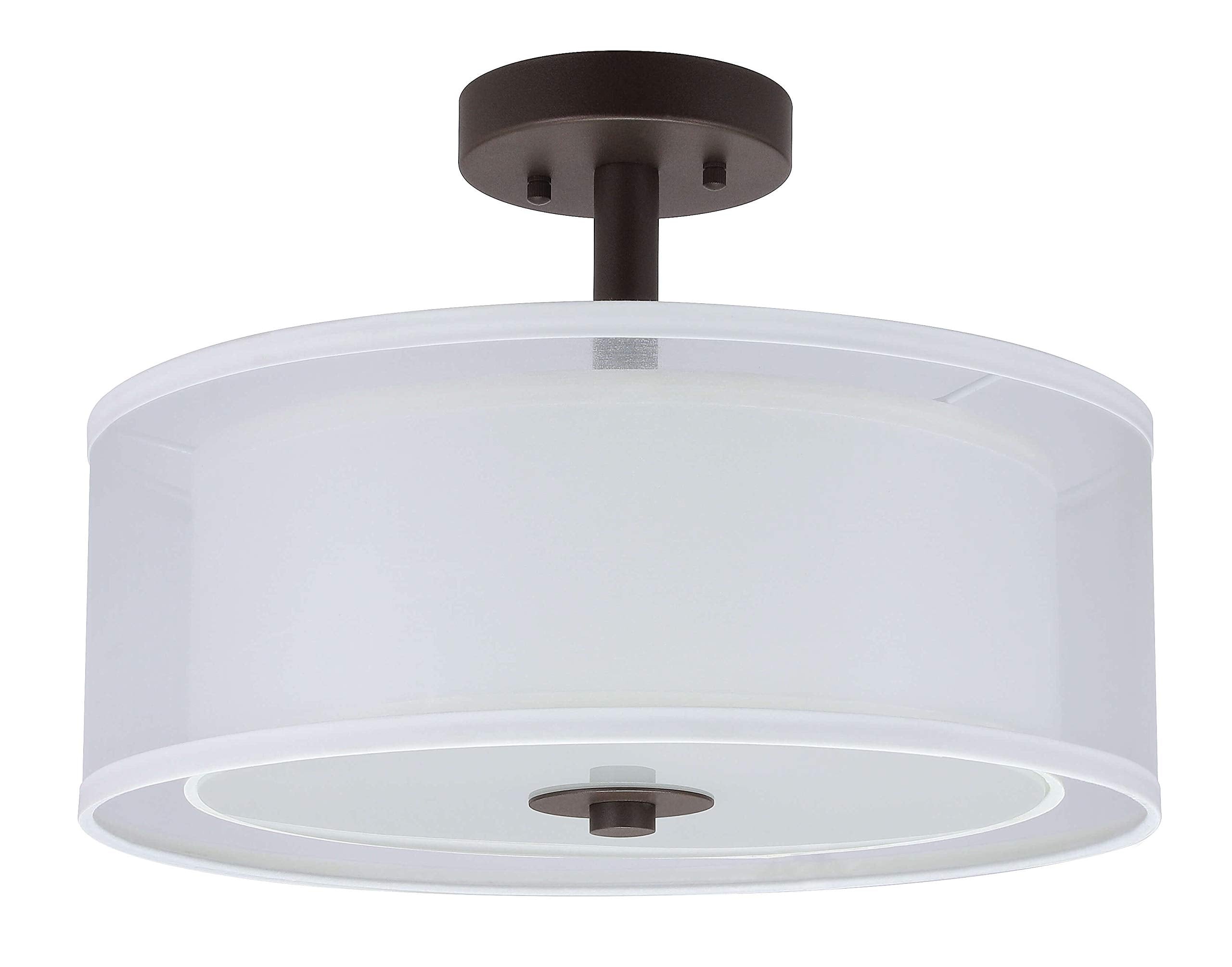 Flush Mount Ceiling Light, 3 Light Drum Semi Flush Light, 16" Close to Ceiling Light