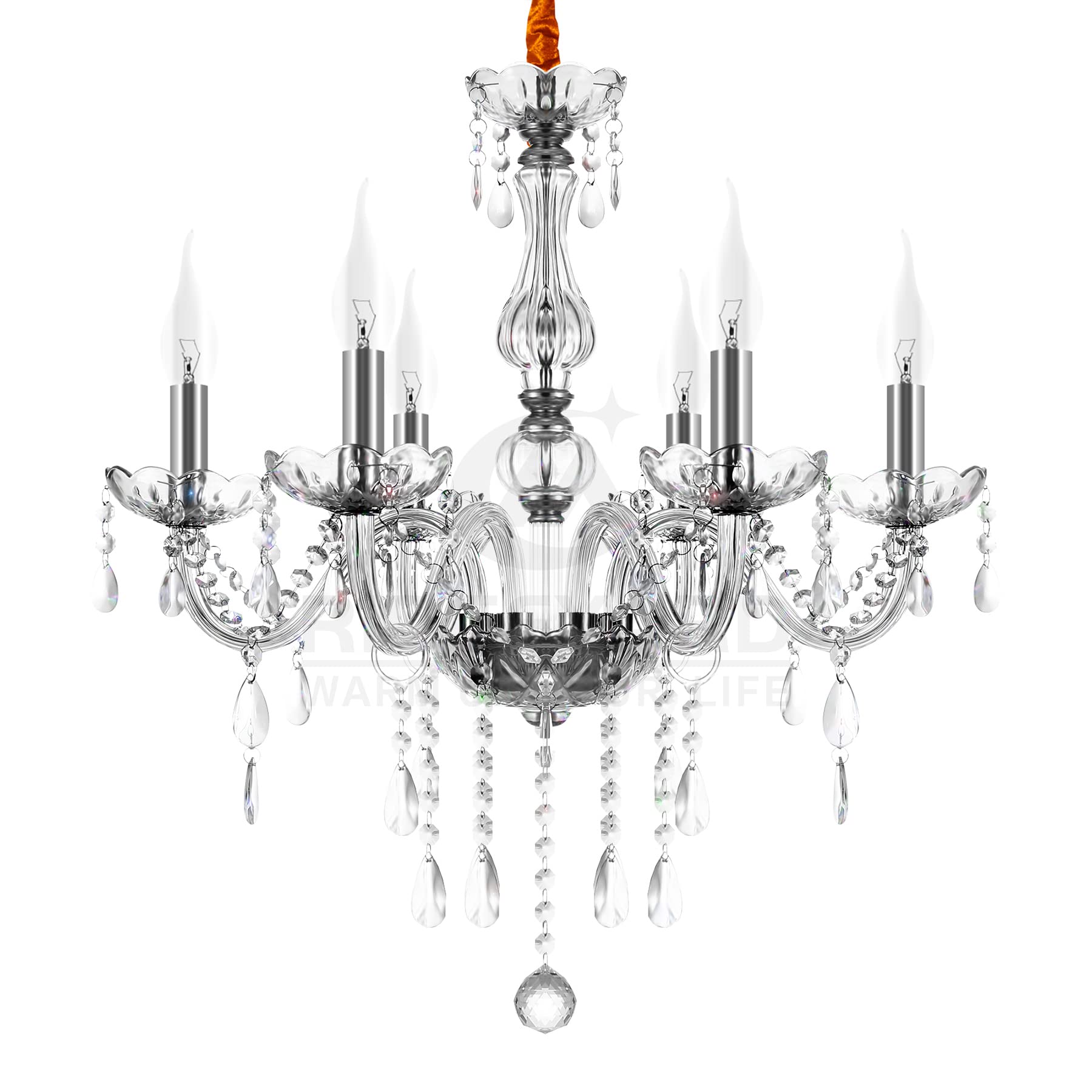 Clear Crystal Chandelier Candle Pendant Lamp Ceiling Living Room Lighting