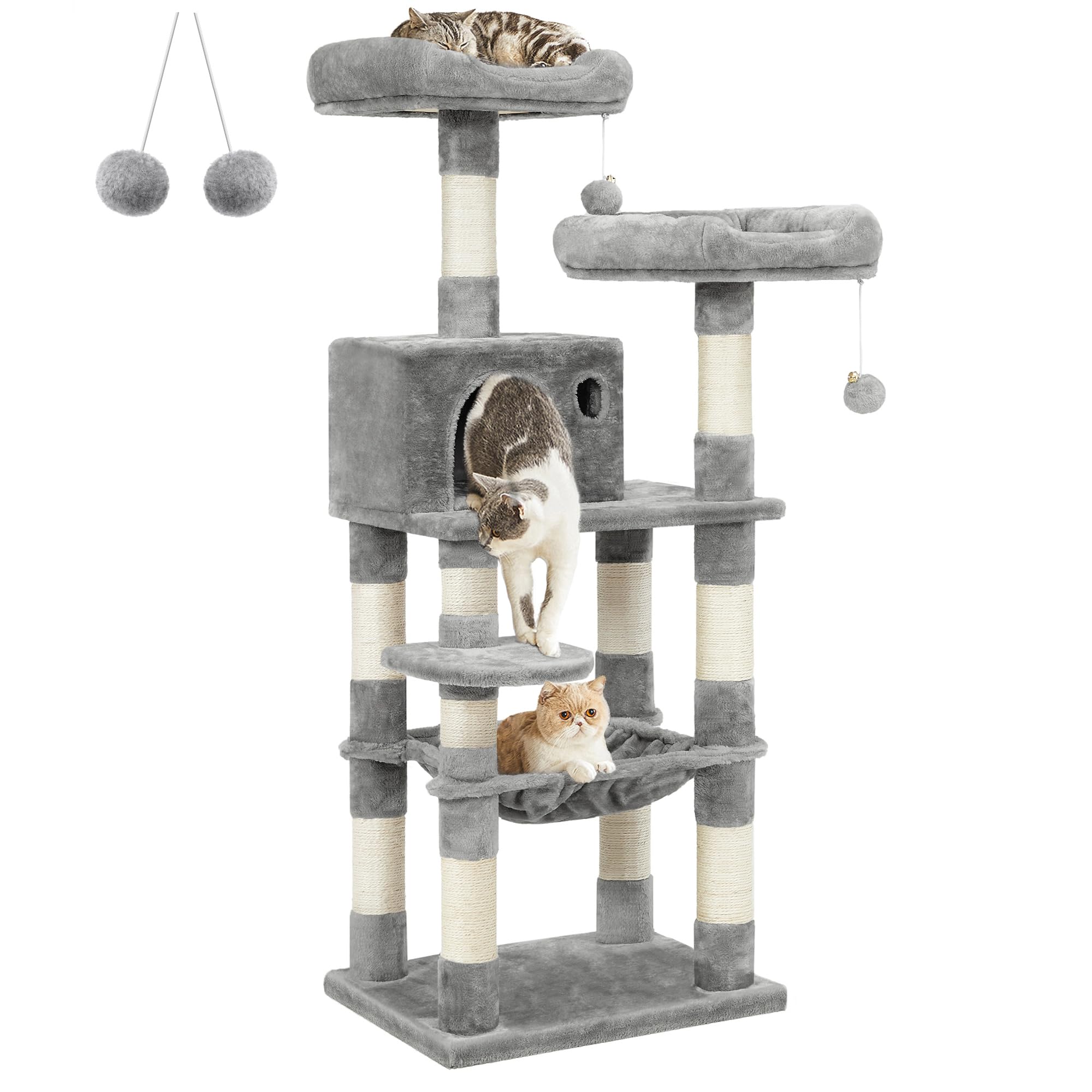 Cat Tree, Cat Tower for Indoor Cats, 56.3-Inch Cat Condo with Scratching Posts, Hammock