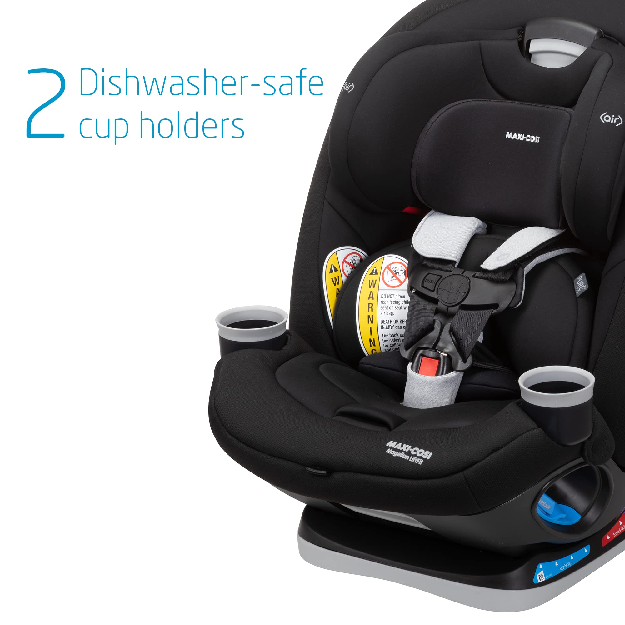 Maxi-Cosi Magellan LiftFit Convertible Car Seat, 5-in-1, Converts from Rear Facing Car Seat to Forward Facing Car Seat and Booster Car Seat, (5-100 lbs), From Birth to 10 Years, Essential Black