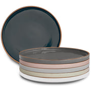 Ceramic Flat Dinner Plates Set of 6, 10.5 in High Edge Dish Set - Microwave