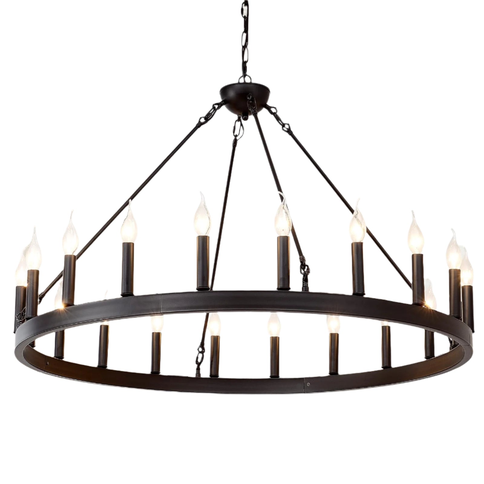 Black Wagon Wheel Chandelier 40 inch,20-Light Farmhouse Wagon Wheel