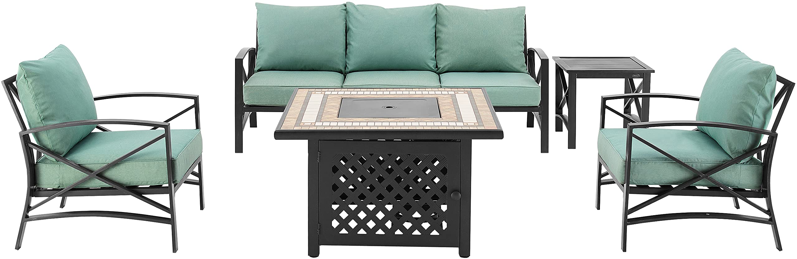 Kaplan 5-Piece Outdoor Sofa Patio Furniture Set with Propane Gas Fire Pit Table