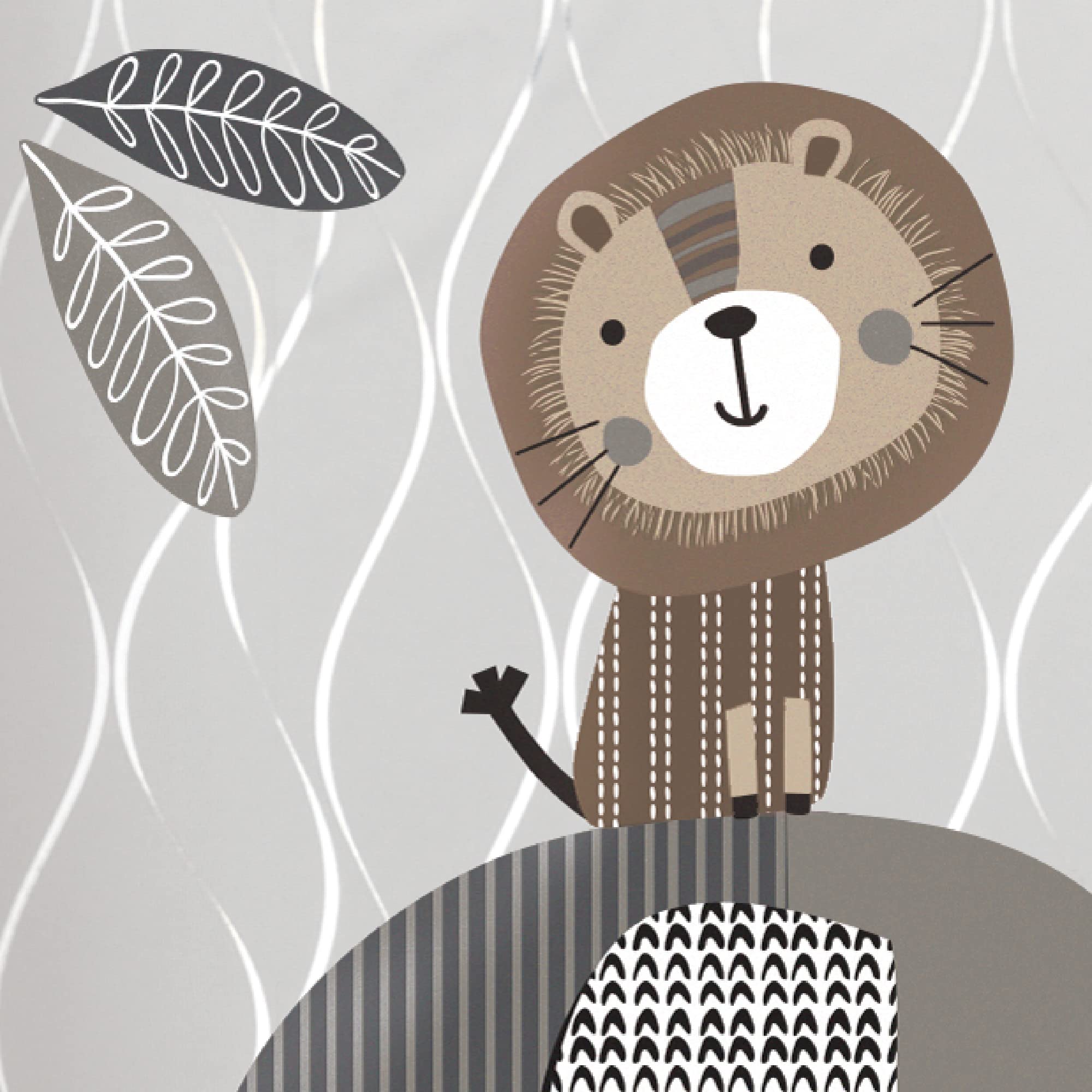 Jungle 4-Piece Crib Bedding Set - Gray, Brown, White, Jungle