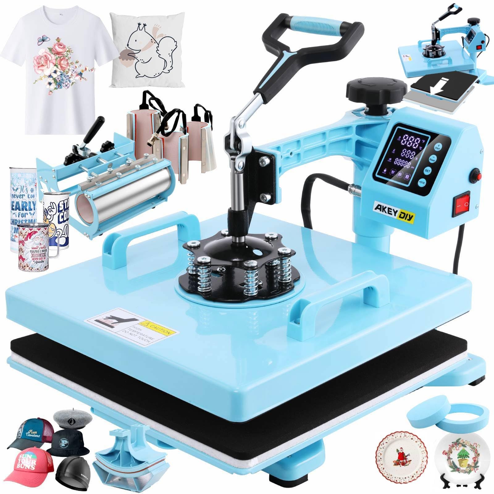 Heat Press 15x15 inch 8 in 1 Slide Out Tshirt Press Machine with 30OZ Tumbler Attachment