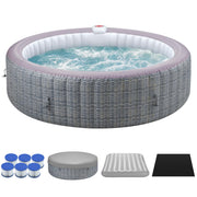 82" Inflatable Hot Tub for 4-6 People, 130 Soothing Bubble Jets Portable Ourdoor Spa