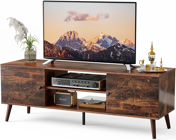 TV Stand for 55 60 inch TV, Entertainment Center with Storage Cabinet