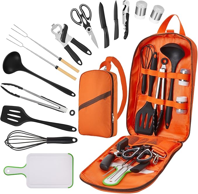 Camping Cooking Utensil Set - Car Camping Essentials Gear for Cooking and Grilling
