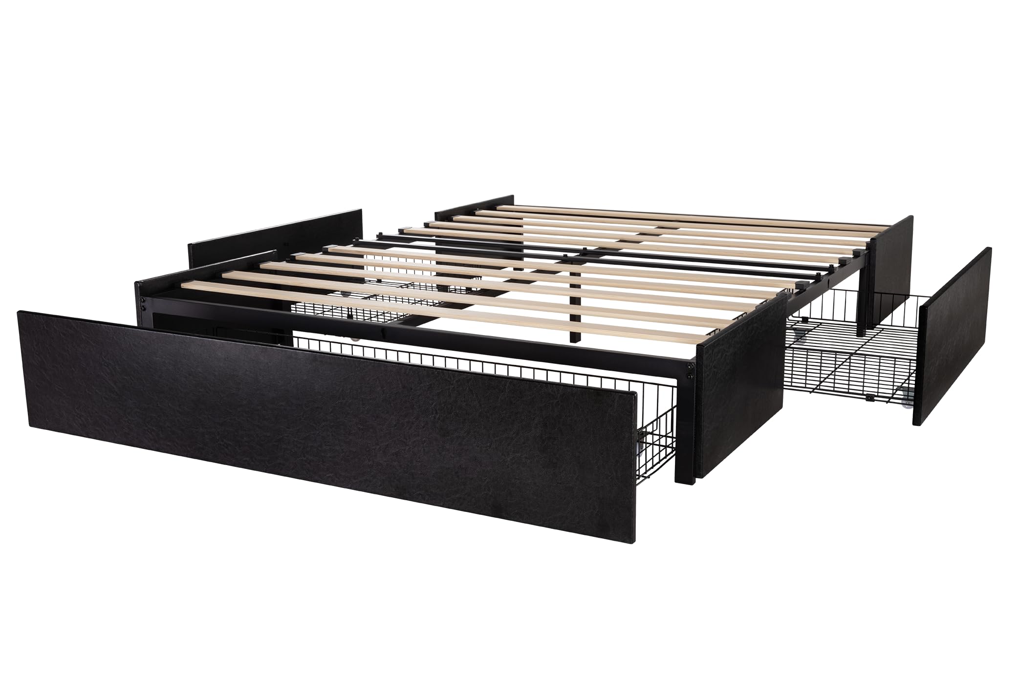 Queen Size Platform Bed Frame with 3 Storage Drawers