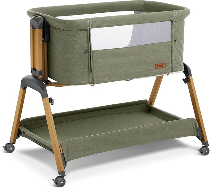 Jimglo 3 in 1 Baby Bassinet, Rocking Bassinets with Comfy Mattress and Wheels