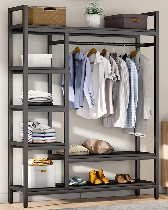 Free Standing Closet Organizer with Drawers and Hooks