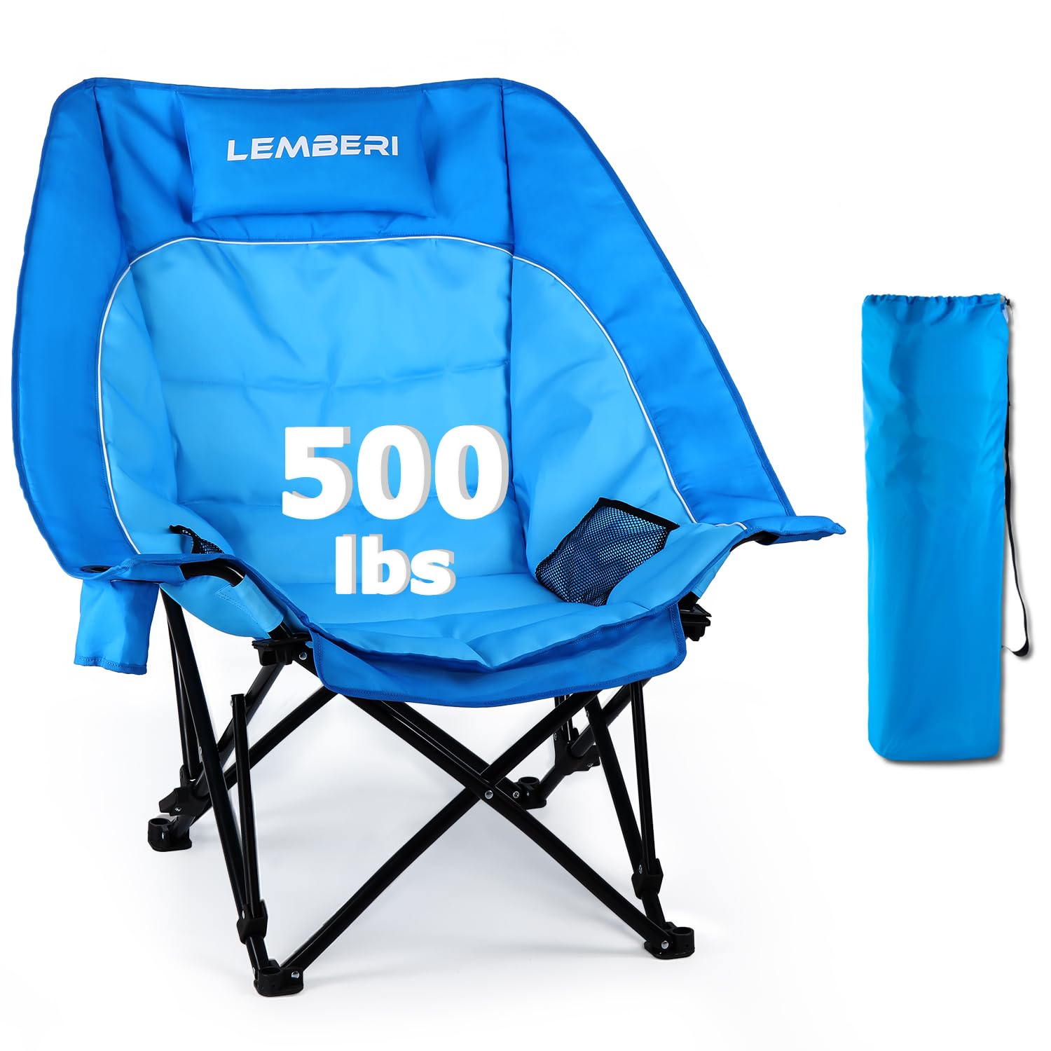 Oversized Heavy Duty Camping Chair for Adults,500lbs Comfortable Folding Lawn Chairs