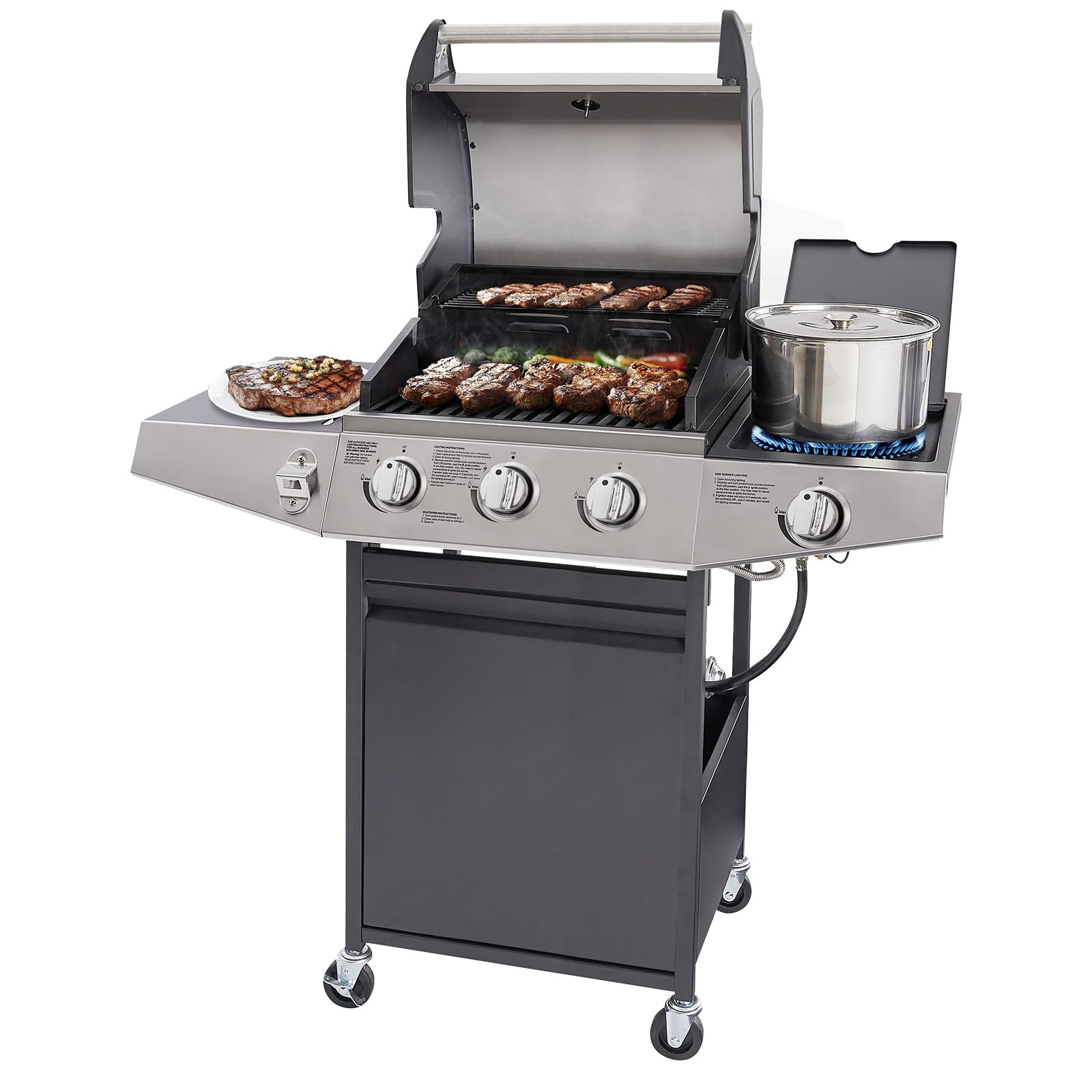 3-Burner Propane Gas Grill with Side Burner