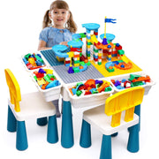 Activity Table Toddlers Kids Table and Chair Set with 152Pcs Large Marble Run Building