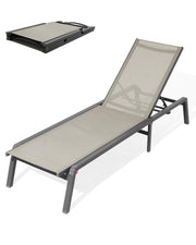 Chaise Lounge Chair Outdoor, Foldable & Assemble Free Patio Lounge Chair