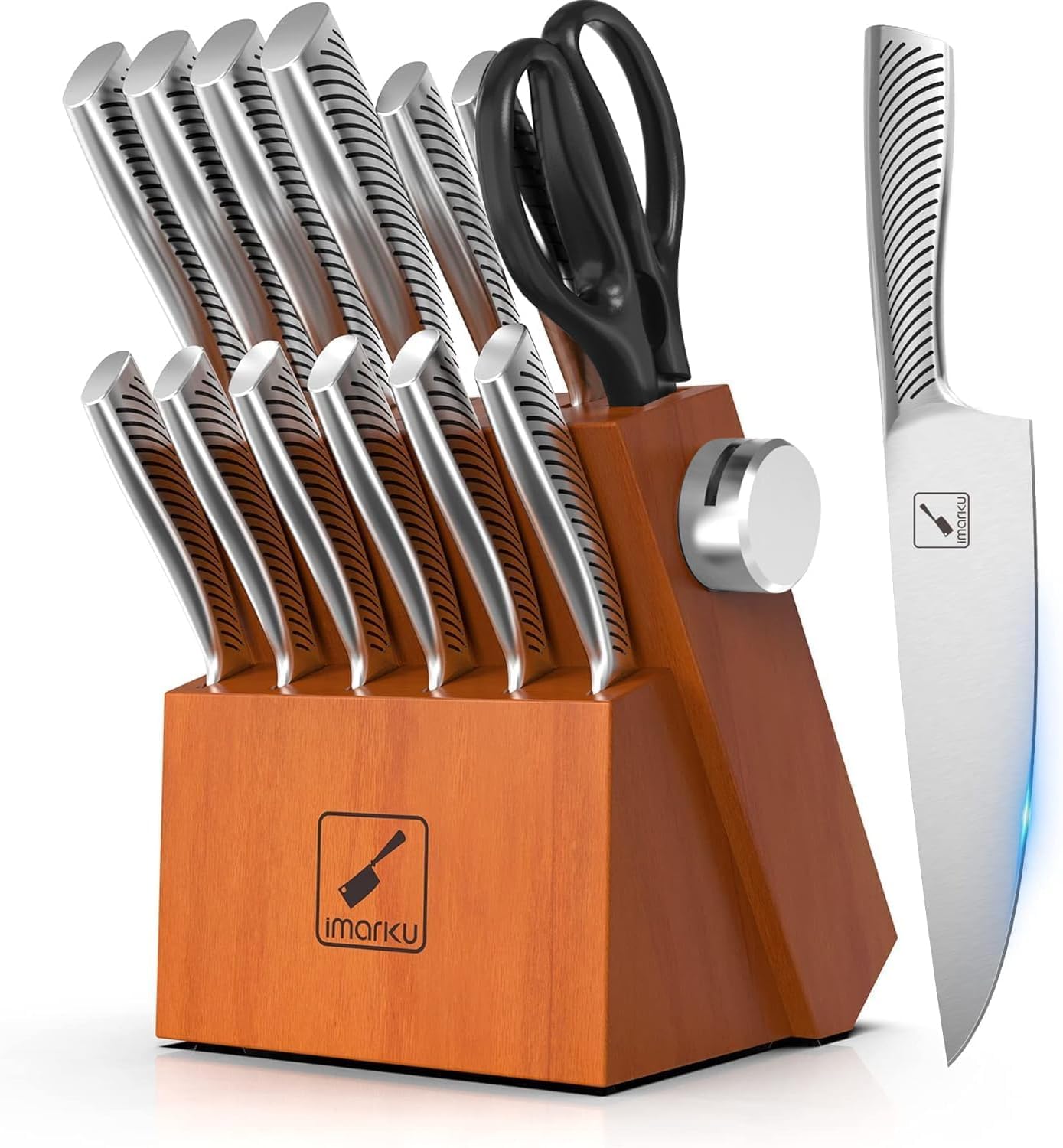 Knife Set with Block for Kitchen, 14PCS High Carbon Stainless Steel Knife Sets