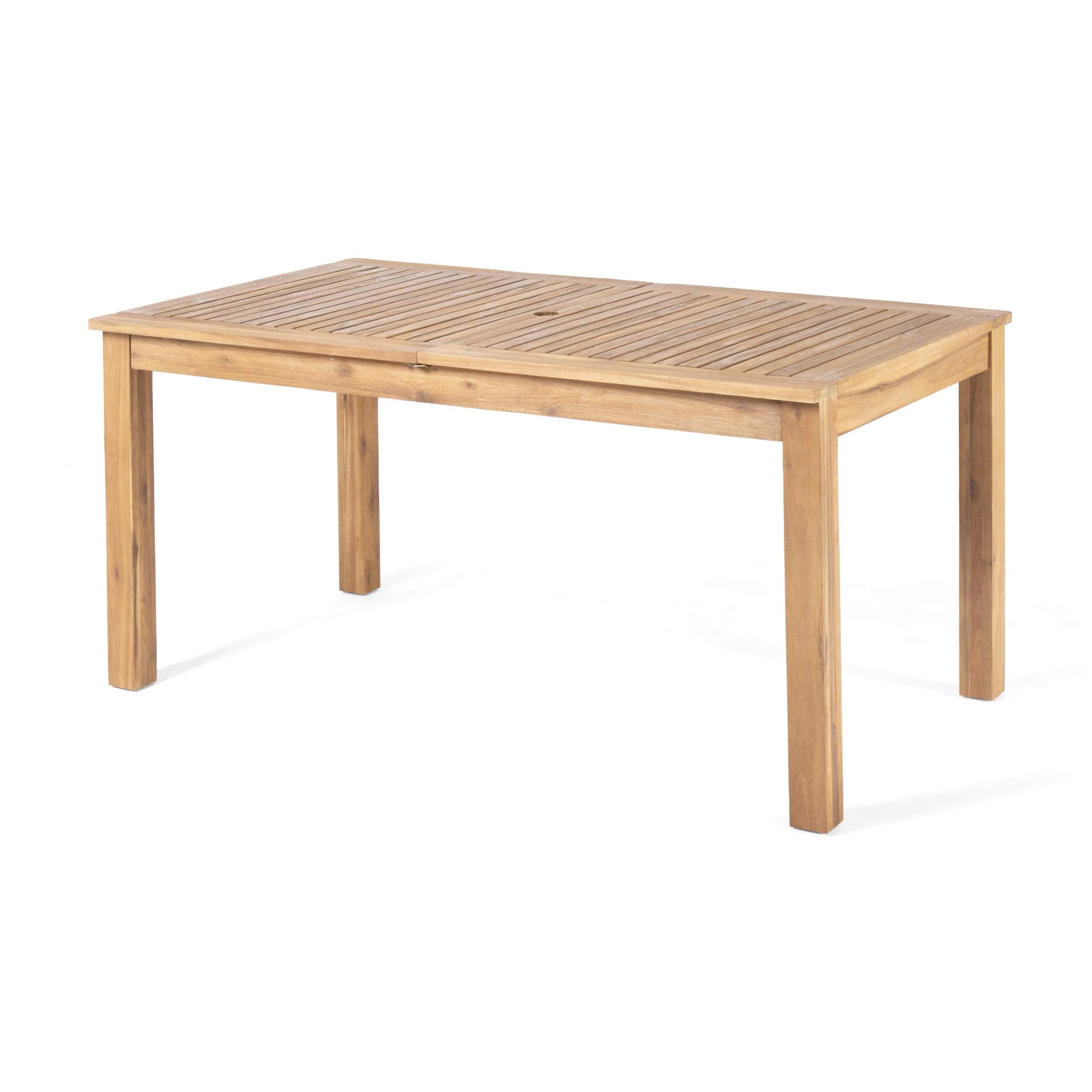 Outdoor Expandable Acacia Wood Dining Table, Natural Finish