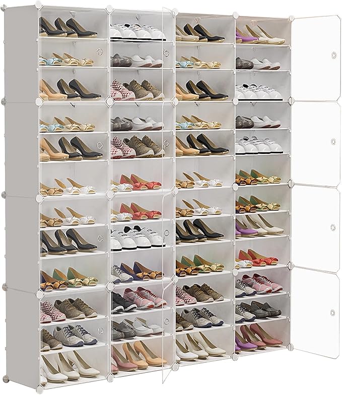 Portable Shoe Rack Organizer 72 Pair, Enclosed DIY Shoe Storage