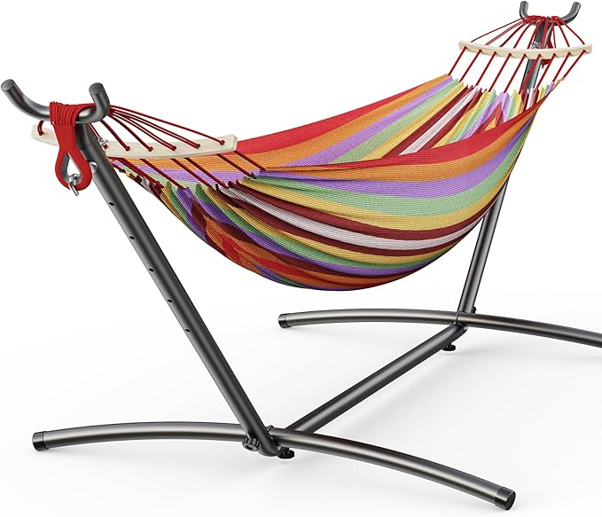 Double Hammock with Heavy-Duty Steel Stand,Portable,Easy Assembly