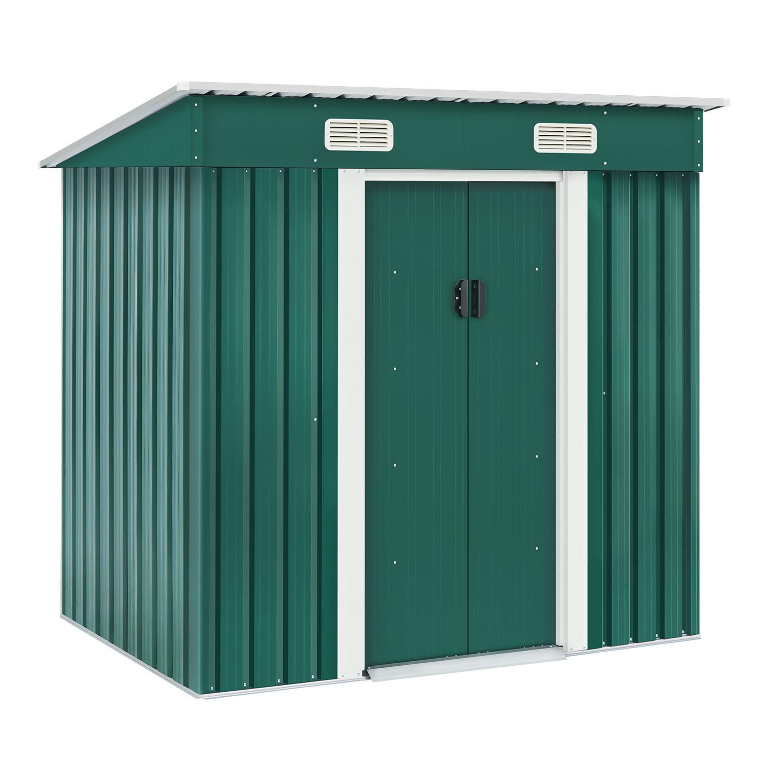 Storage Shed Tool House 6x4 FT Outdoor Garden Steel Shed with Sliding Door(Green)