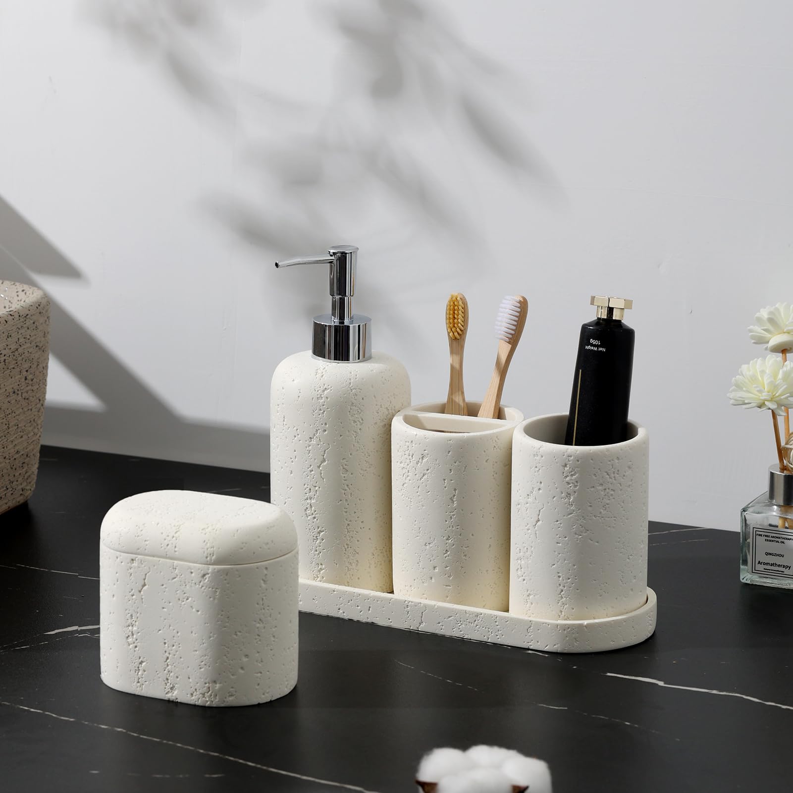 Bathroom Accessories Set, 5PCS Modern Bathroom Accessory Set with Soap Dispenser