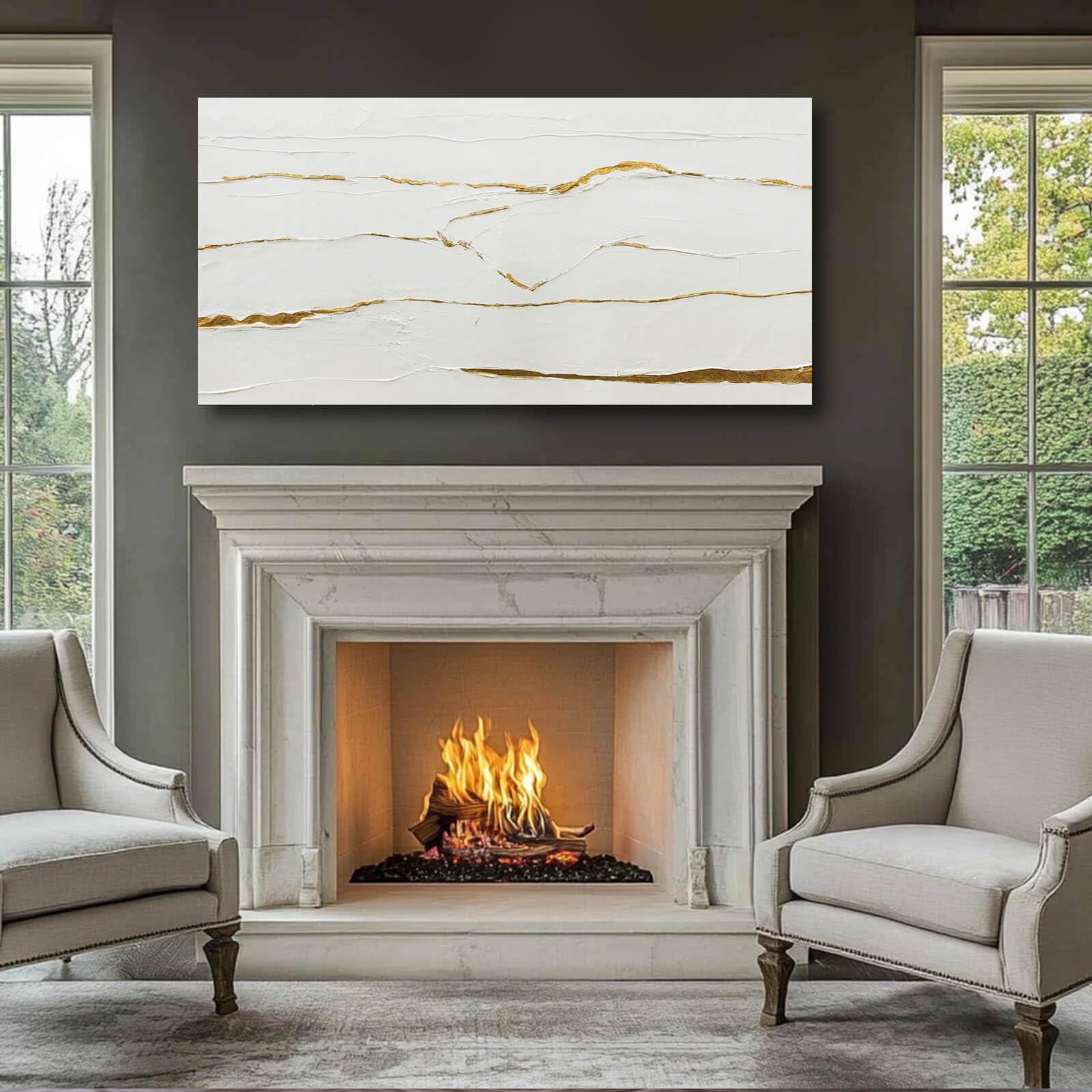 Minimalist Wall Art Gold Line Prints on White Blackground Office Posters White Abstract