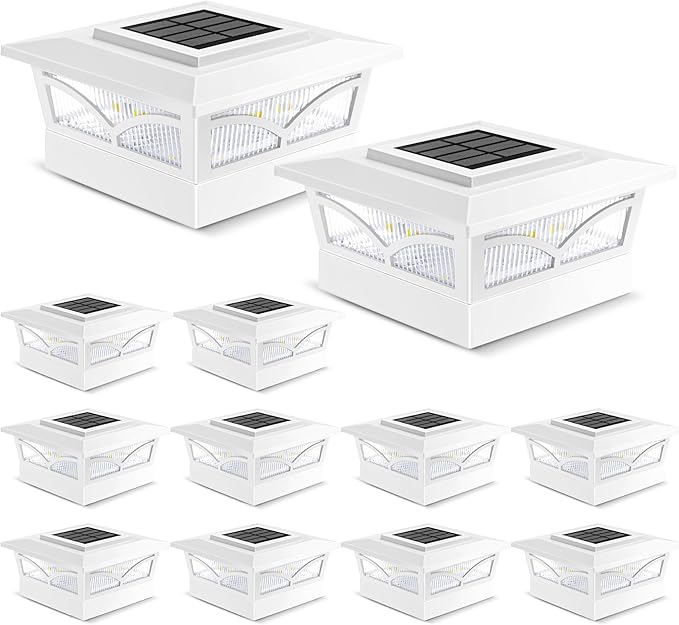 Solar Post Cap Lights Outdoor, 2 Modes LED, Deck Fence Post Solar Lights for 3.5x3.5 4x4