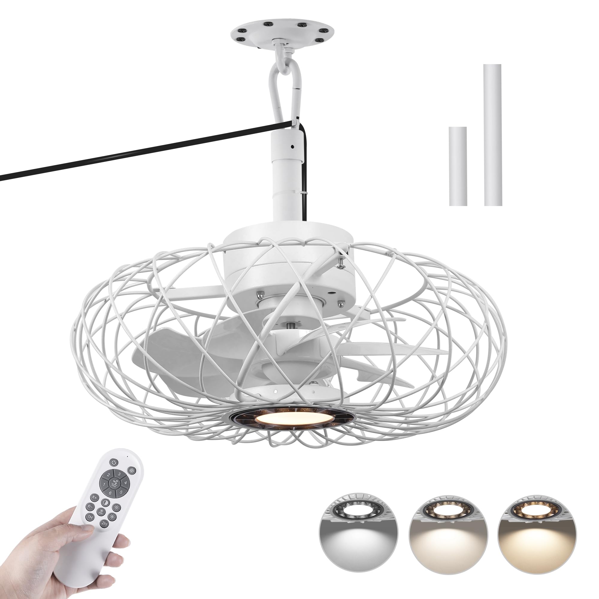 15" Gazebo Ceiling Fans with Lights and Remote Control