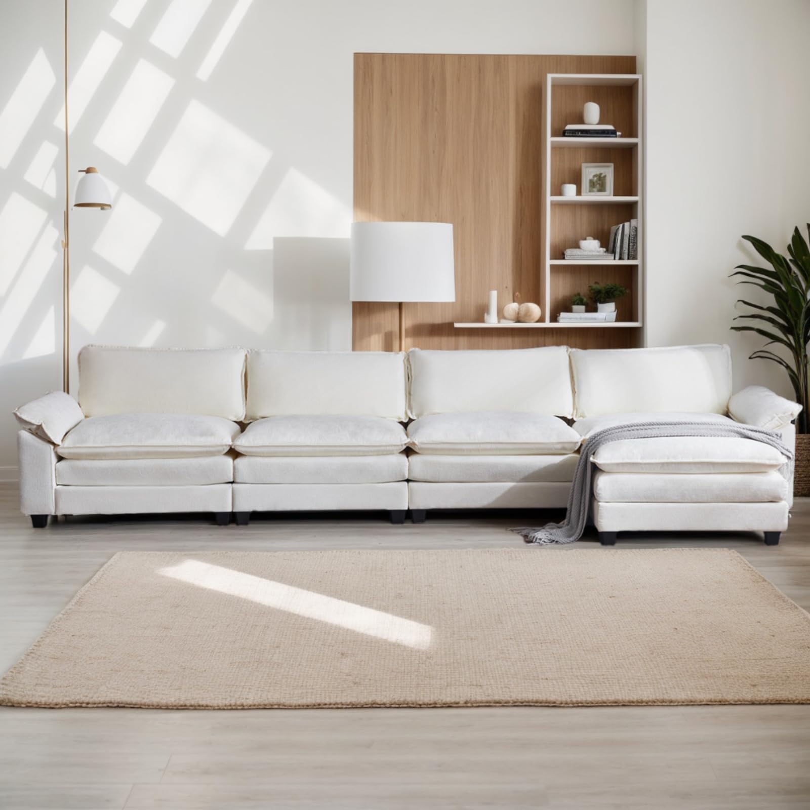 Sectional Sofa Modular Deep Seat Sofa Couch with Ottoman