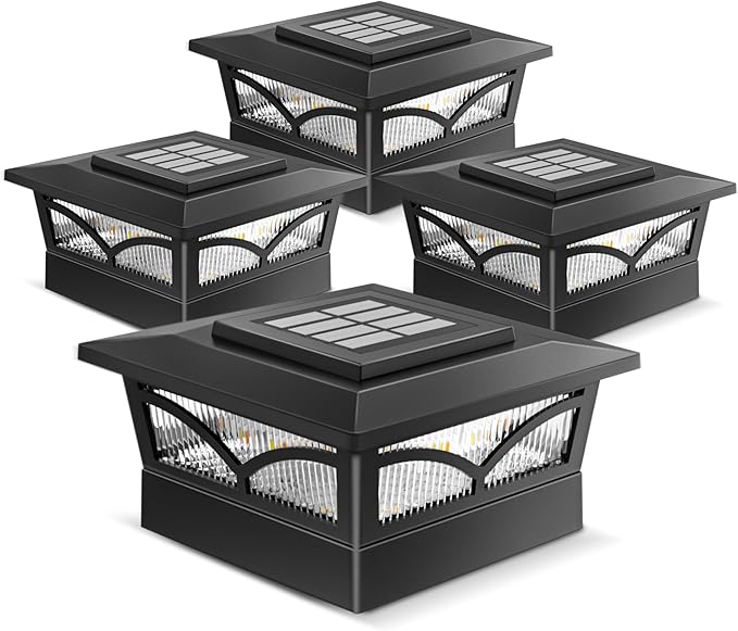 Solar Post Cap Lights Outdoor, 2 Modes LED, Deck Fence Post Solar Lights for 3.5x3.5 4x4
