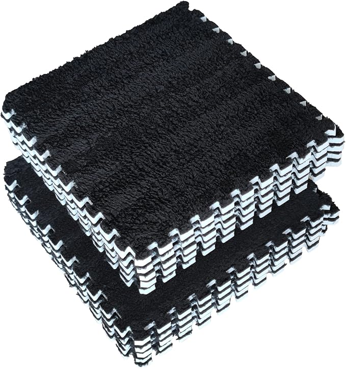 16pcs 0.6" Thickened Interlocking Tile Mats,Fluffy Shaggy Soft EVA Foam Area Rug
