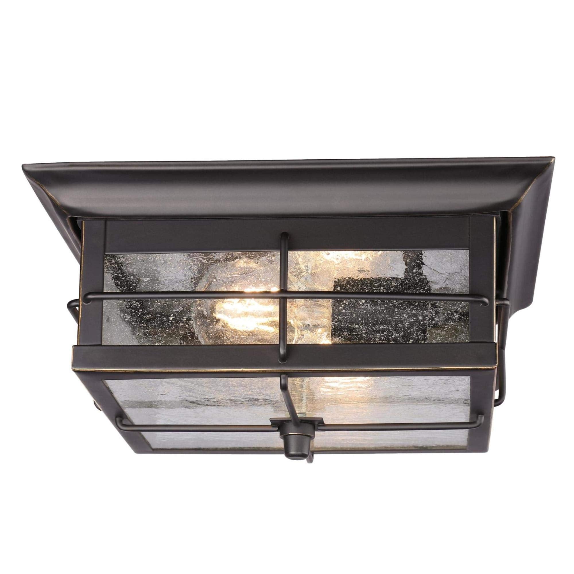 6578400 Orwell 2 Light Outdoor Flush Mount Fixture in Oil Rubbed Bronze and Clear Glass