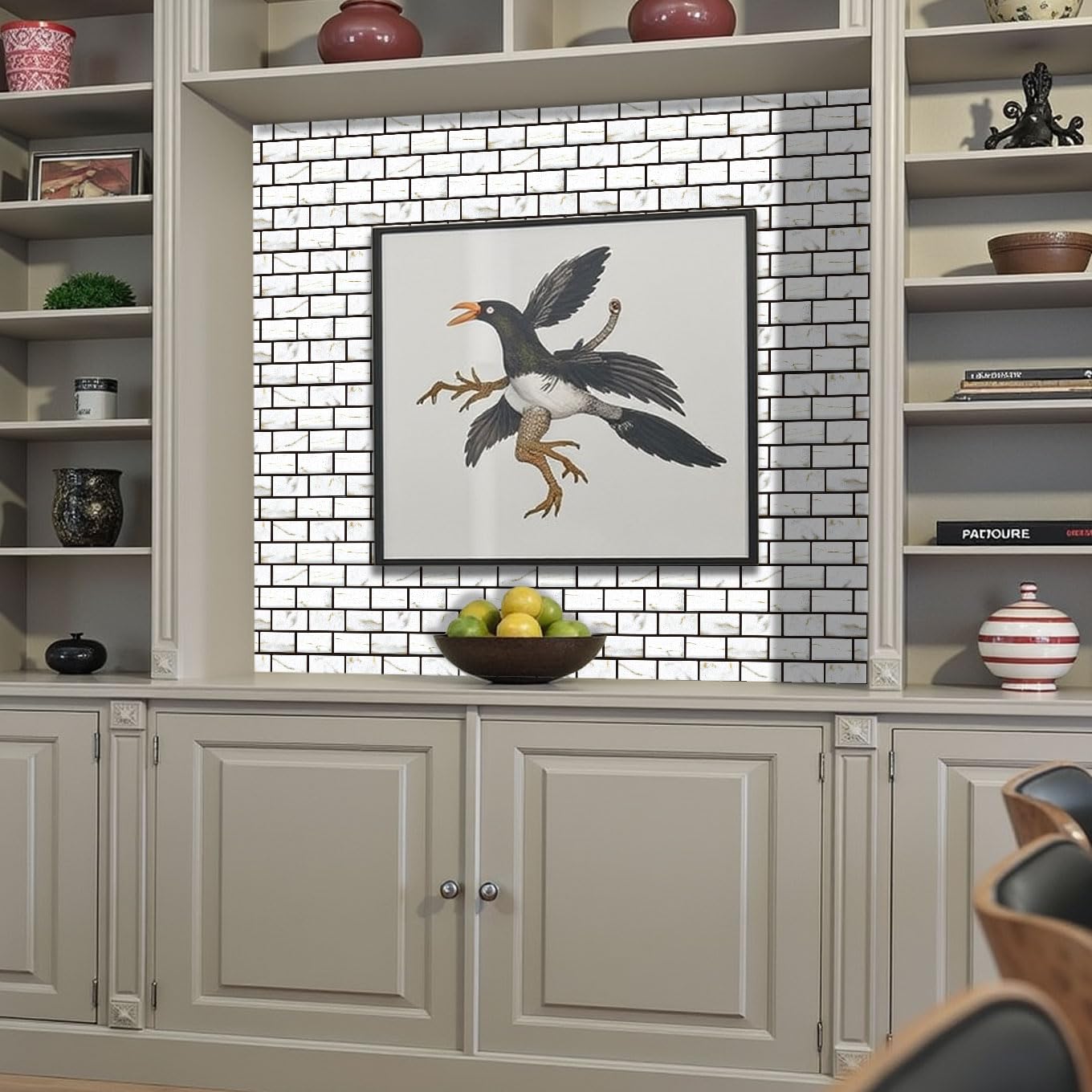 10-Sheet Tiles Peel and Stick Backsplash, 11.8in x 11.8in,White Subway 3D Wall Panels
