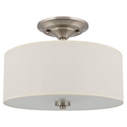 " 2-Light Semi-Flush Mount Ceiling Light Fixture with Off-White Fabric