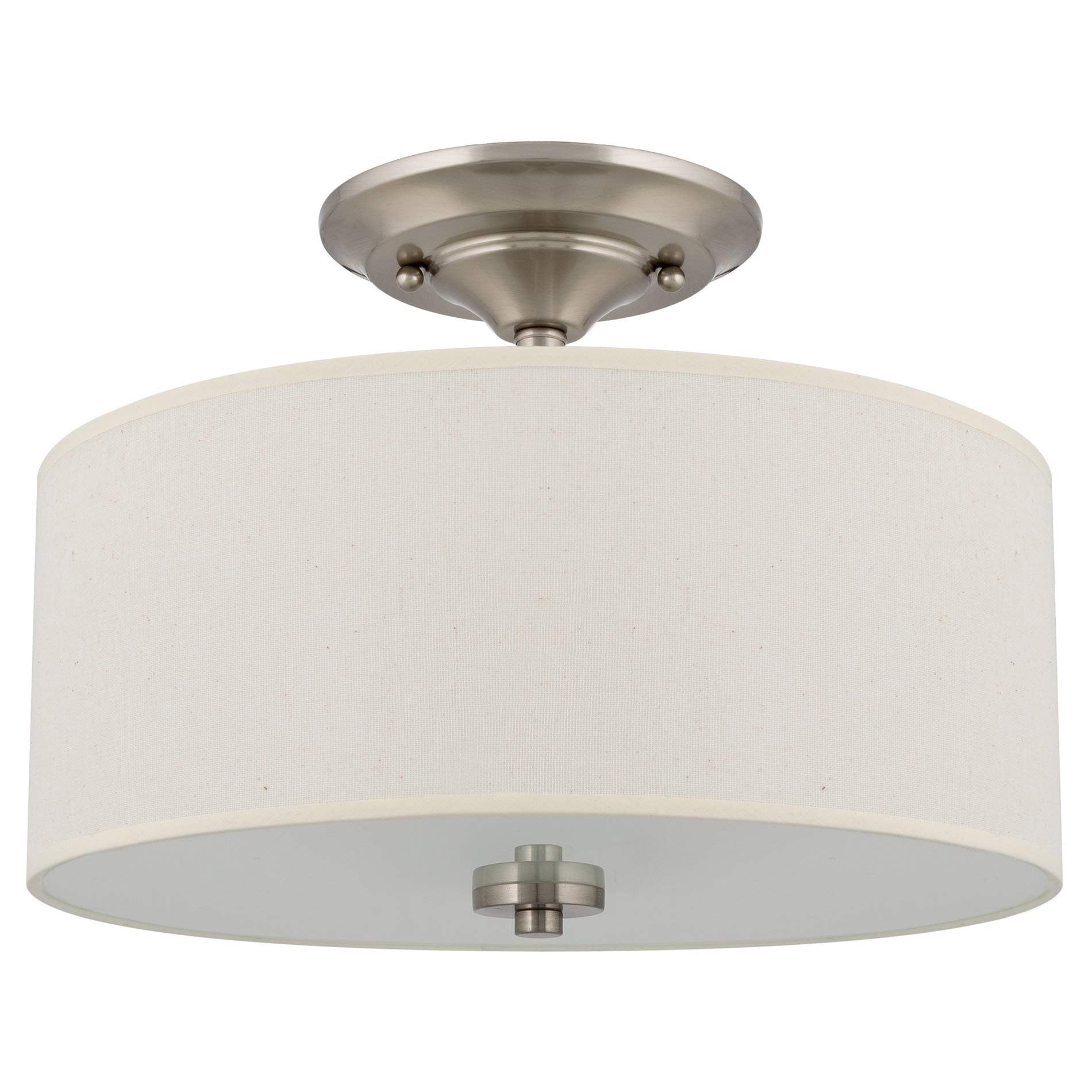" 2-Light Semi-Flush Mount Ceiling Light Fixture with Off-White Fabric