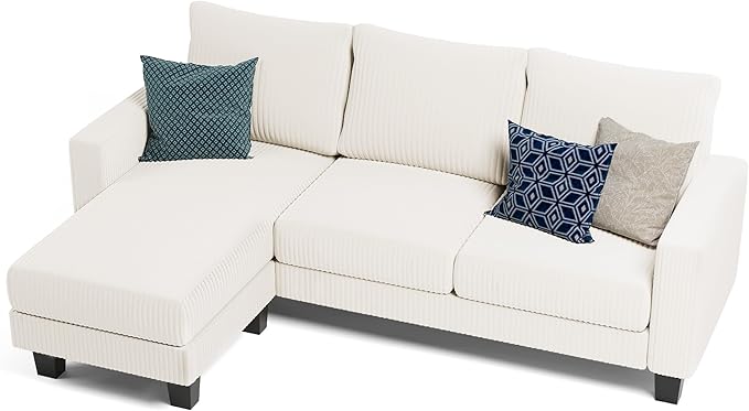 Sofa for Living Room, Couch with Convertible Chaise