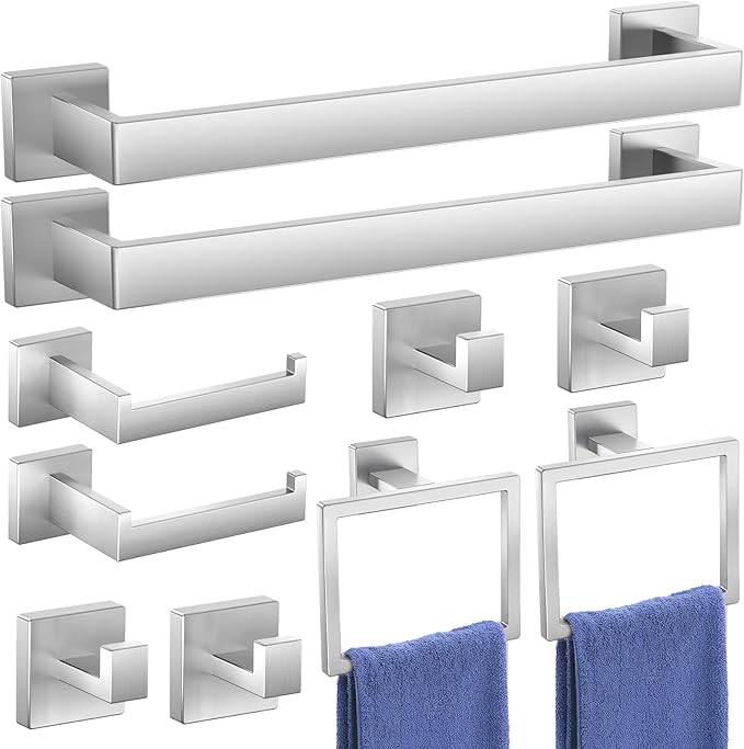 7-Pieces Towel Racks for Bathroom, SUS304 Matte Black Bathroom Accessory Set