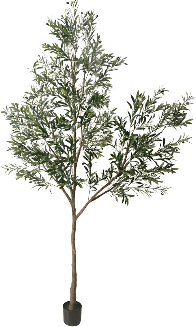 Artificial Olive Tree Tall Fake Potted Olive Silk Tree with Planter Large Faux Olive Branches