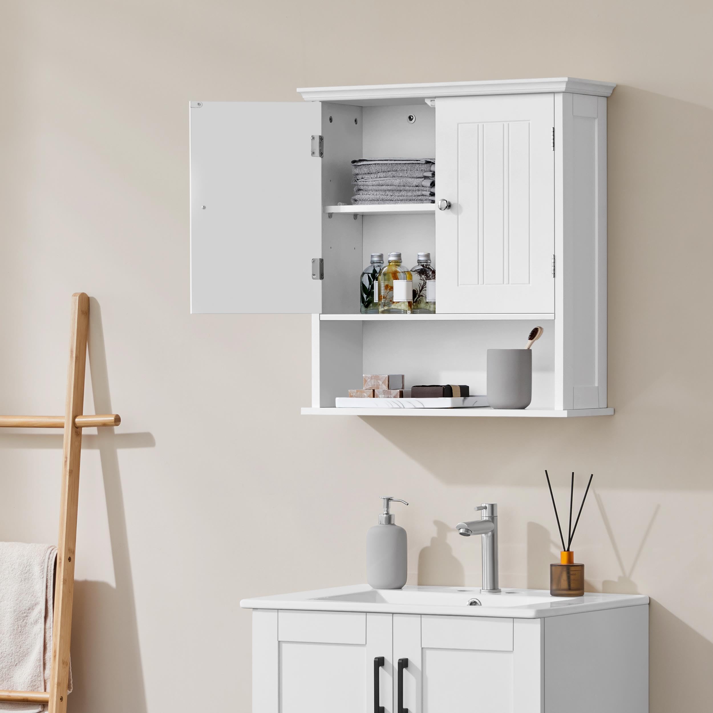 Bathroom Wall Cabinet with 2 Doors, Medicine Cabinet
