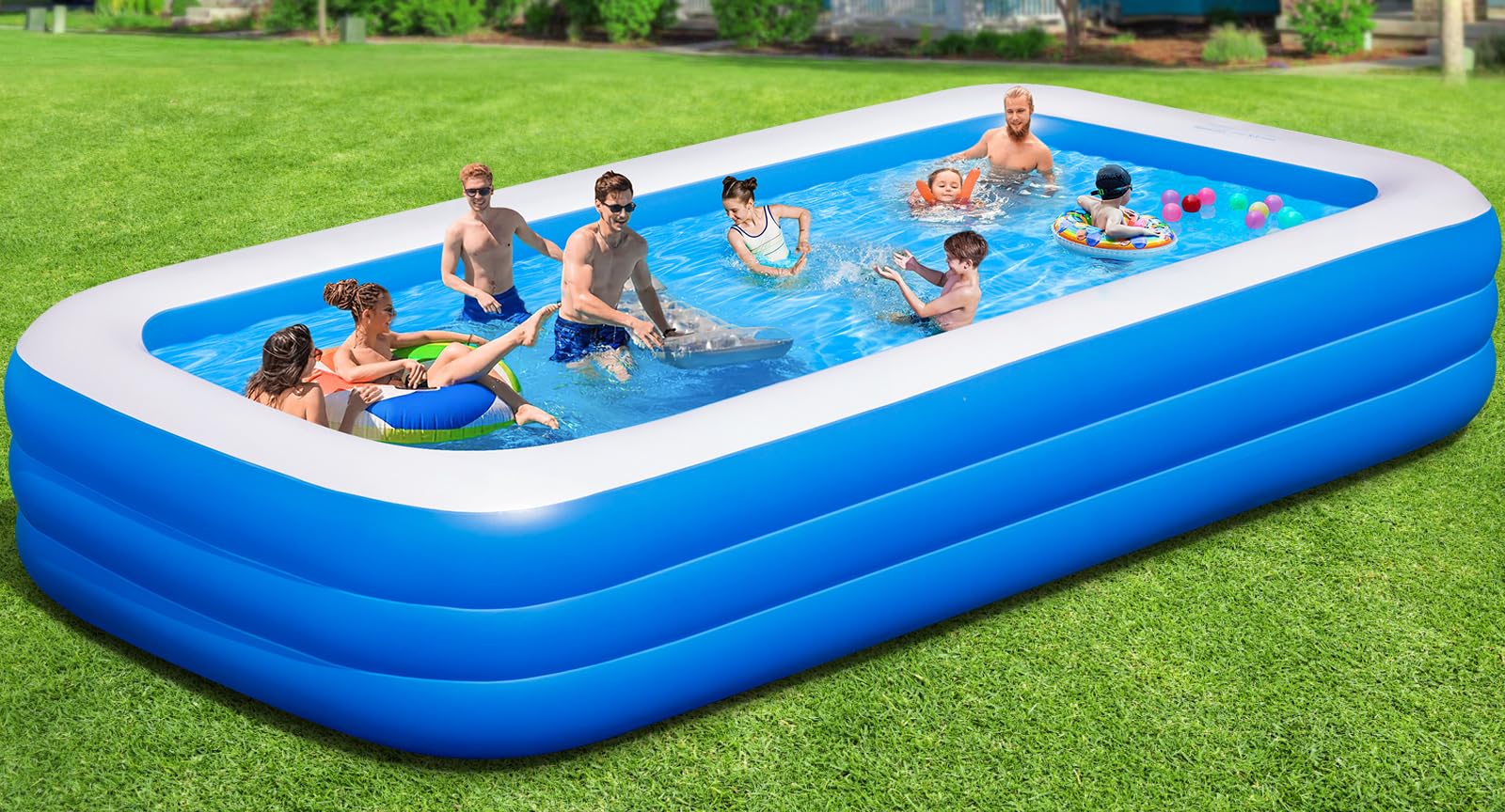 Large Inflatable Pool for Adults - 150" X 74" X 22" Oversized Blow Up Swimming