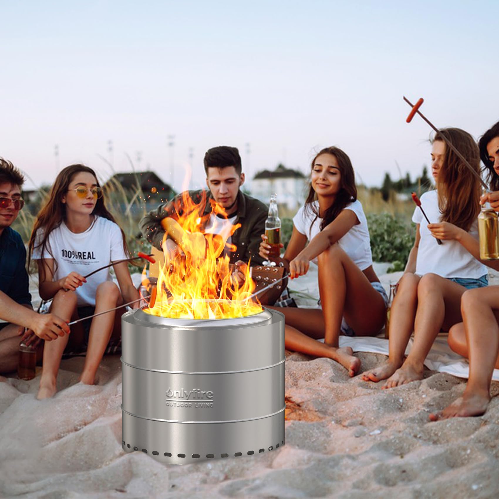 Onlyfire Smokeless Fire Pit with Carrying Bag, 20” Portable Outdoor Fire Pit