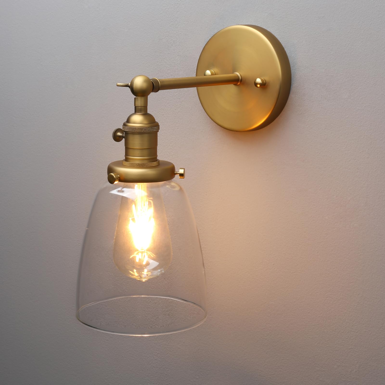 Industrial Vintage Sconce with Oval Cone Clear Glass Shade 1 Light Single Sconce